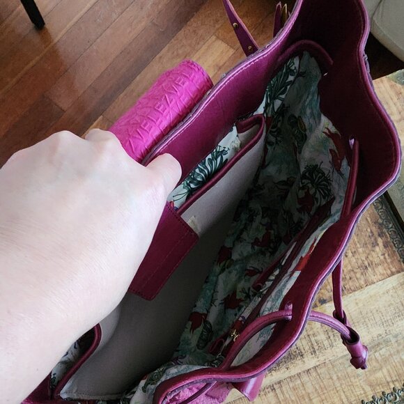 Woven Leather Backpack in Burgundy - Picture 13 of 15